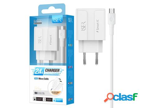Cargador De Doble Entrada Usb 2.0 Iser Sa0000 (Blanco)