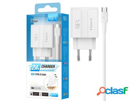 Cargador De Entrada Usb 2.0 Duo Iser Sa0001 (Blanco)