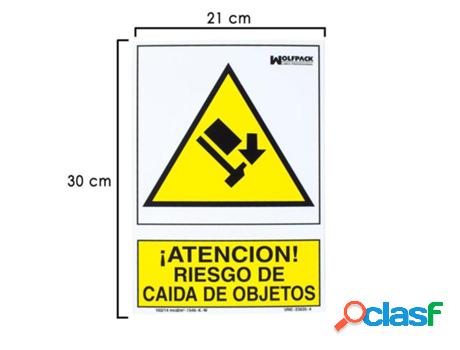 Cartel riesgo caida de objetos 30x21 cm.