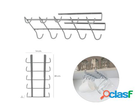 Colgador tazas, soporte cocina bajo mueble, acero