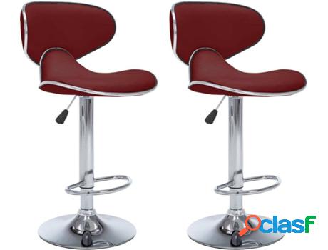 Conjunto 2 Bancos de Bar VIDAXL 323649 (Rojo - Cuero