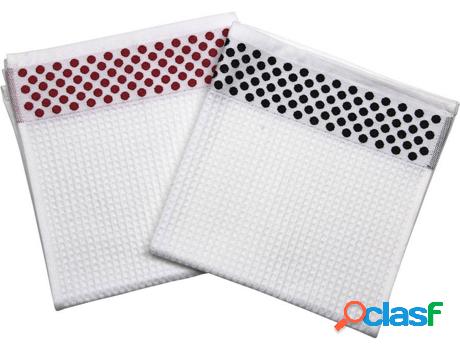Conjunto 2 Paños Cocina 50X50 Negro/Rojo Modelo Mencía