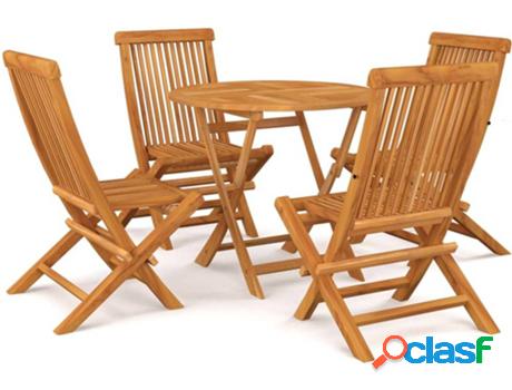 Conjunto de Comedor Jardín VIDAXL (Marrón - Madera - 85x76