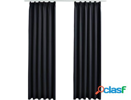 Cortinas Opacas con Ganchos VIDAXL 2 Piezas Negro (140 x 225