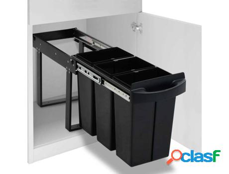 Cubo de Basura VIDAXL Extraíble 36 L Negro (51.8 x 26 x