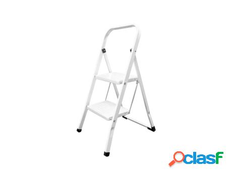 Escalera domestica aluminio 2 peldaños, escalerilla blanca