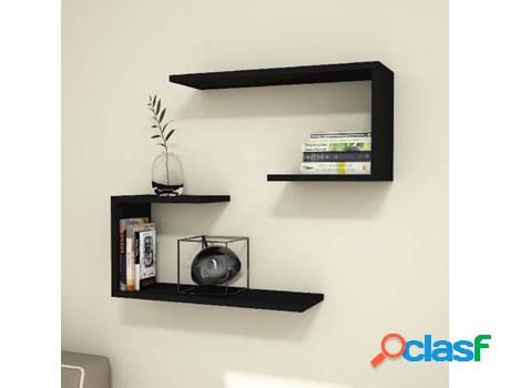 Estantería de Pared HOMEMANIA J2 (Negro - Madera Aglomerada