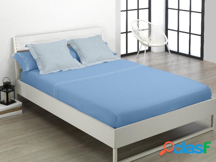 Estelia Juego de Sábanas Liso Biés 144 Hilos Color Azul