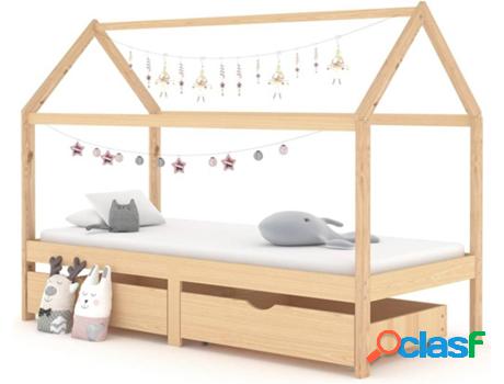 Estructura de Cama Infantil VIDAXL 2 Cajones (Marrón -