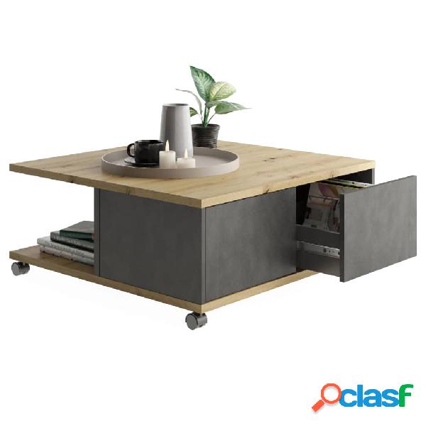 FMD Mesa de centro portátil roble artesanal