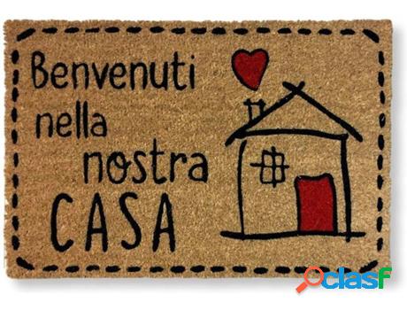 Felpudo KOKO DOORMATS Bienvenuti Nella Nostra Casa (Castaño