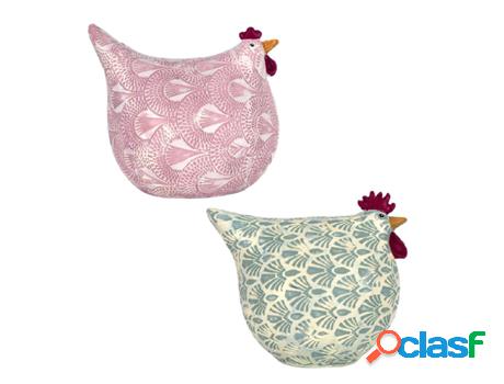 Figura Gallinas 2 Unidades MULTICOLOR de Resina 12*10*13cm