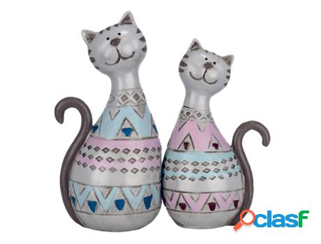 Figura Gato 2 Unidades GRIS de Resina 15*7*8cm Figura de