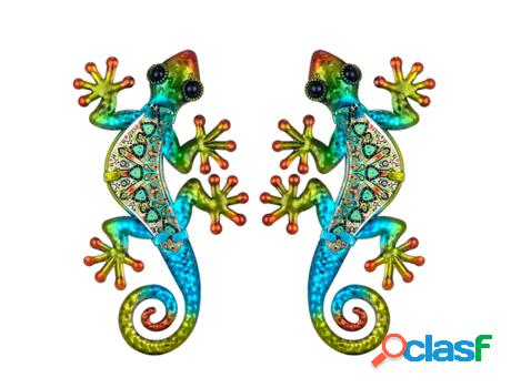 Figura de Animal Verde de Metal y Cristal 1*11*21cm Set de 2