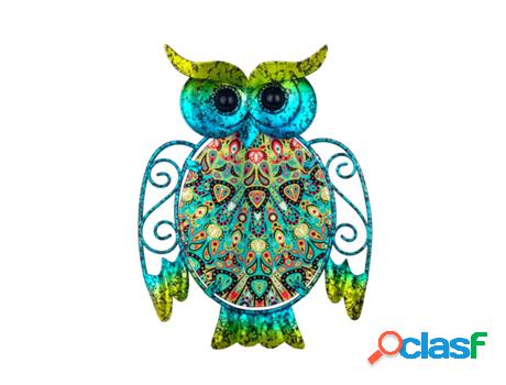 Figura de Búho Verde de Metal y Cristal 19*2*15cm Figura