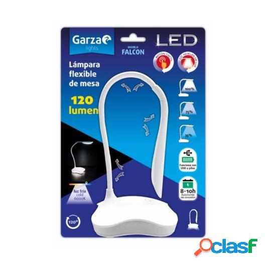 Flexo Sobremesa 120Lm 6000K Bl Led Usb/Pilas Falcon Garza