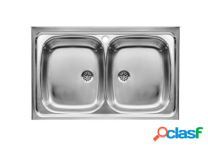 Fregadero de 2 cubetas de acero inoxidable Roca E