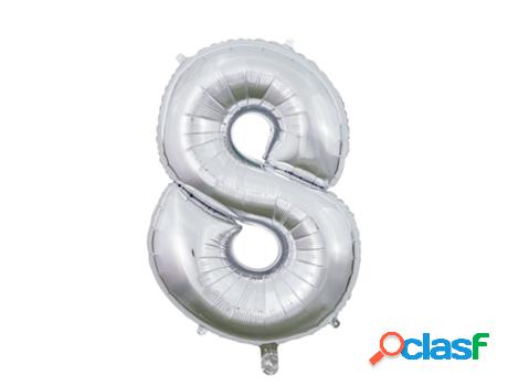 Globo WEFIESTA Foil Plateado Número 8