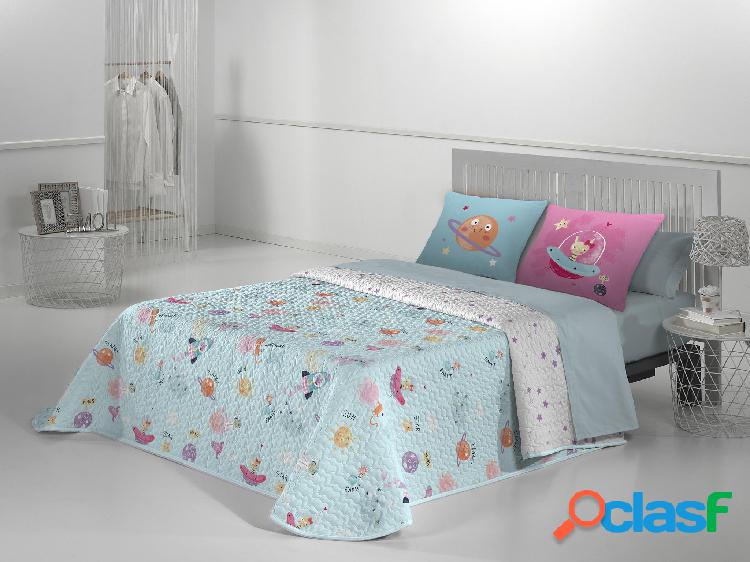 JVR Colcha Bouti Estampada Modelo Planet - Azul / 160 cm