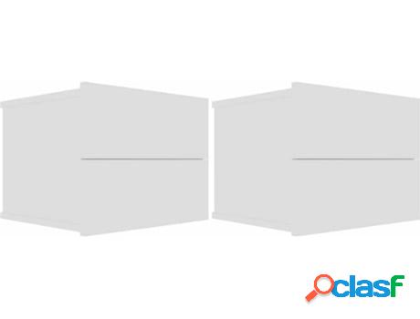 Juego de 2 Mesitas de Noche VIDAXL 801054 (Blanco - Madera