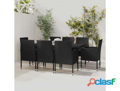 Juego de Comedor VIDAXL (Ratn - Negro - 170 x 80 x 74 cm)