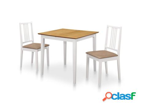 Juego de comedor VIDAXL 3 piezas Blanco (Madera - 120 x 80 x