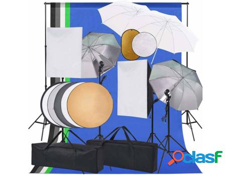 Kit Iluminación de Estudio VIDAXL con Sombrillas, Fondo y