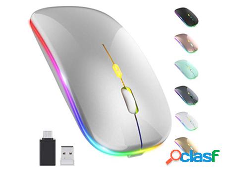 Led Wireless Mouse, Rechargeable Slim Silent Mouse 2.4G