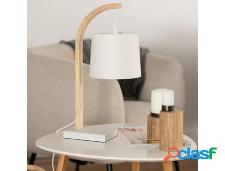 Lámpara de Mesa LEDKIA (Blanco - E27 - 40 W - Tela -