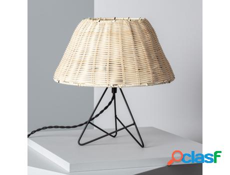 Lámpara de Mesa LEDKIA (Negro - E27 - 40 W - Ratán)