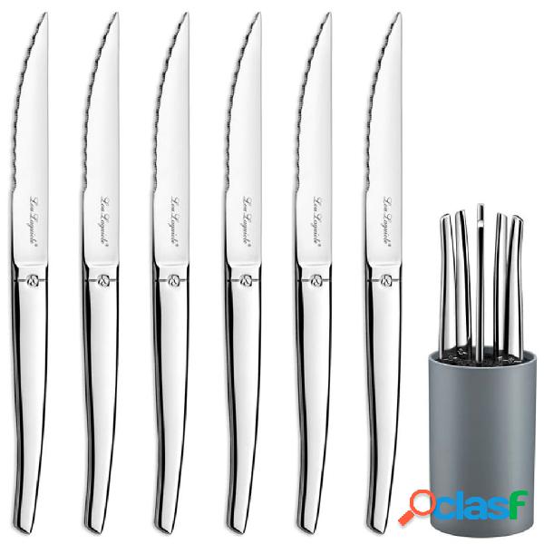 Lou Laguiole Set de cuchillos con bloque Jet 6 pzas