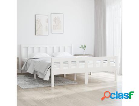 Marco de Cama VIDAXL (Madera - Blanco - 195.5 x 125.5 x 69.5