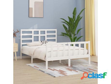 Marco de Cama VIDAXL (Madera - Blanco - 205.5 x 156 x 104