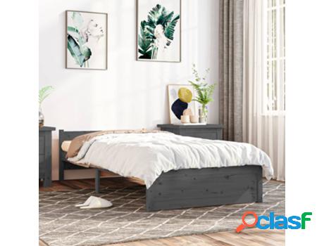 Marco de Cama VIDAXL (Madera - Gris - 205.5 x 95.5 x 51 cm)