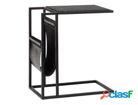 Mesa auxiliar MAEVE,estructura de metal, mármol y revistero