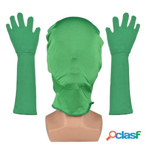 Máscara de croma verde guantes Chromakey Hood guante