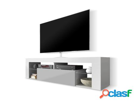 Mueble de TV SELSEY Bianko Blanco, Gris (140 x 50.5 x 35)