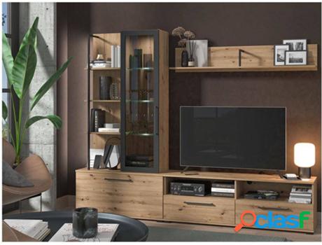 Mueble de TV VENTE UNIQUE (Beis - Madera - Vidrio - 183 x