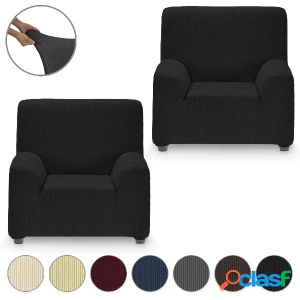 Pack de Funda Sillón Elástica Milan Set 1+1 Plazas - Negro