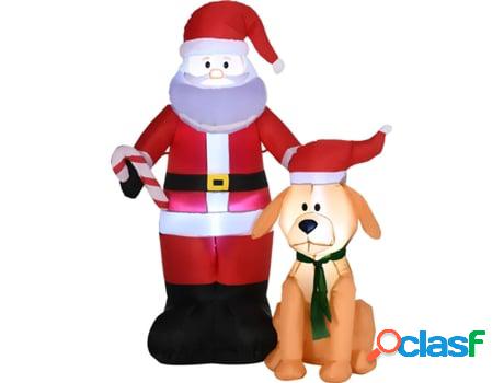 Papá Noel Inflable OUTSUNNY 844-570V90MX 117x80x157 cm Rojo