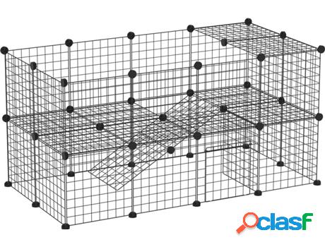 Parque para Conejos PAWHUT 36 Paneles (Negro - 146x73x73cm -