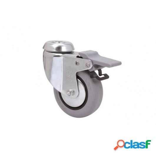 Rueda Gir C/F Dob 100Mm 1-0303 Ag/Pas 070Kg.Liso Goma Gr 100