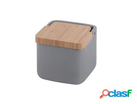 Salero de cocina con tapa bambú square - gris mate