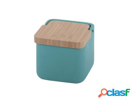 Salero de cocina con tapa bambú square - teal mate