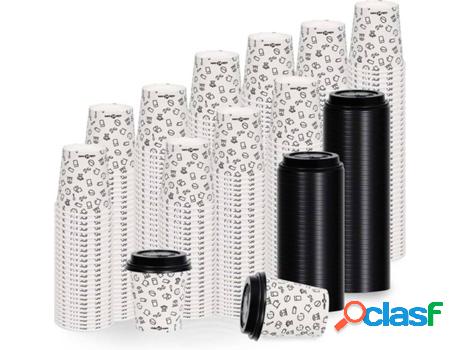 Set 1000 Vasos Desechables VIDAXL Café con Tapa 200 ml
