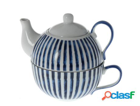 Set Cerámica Azul DRW (tetera:9x9x14cm Taza:10x5cm)