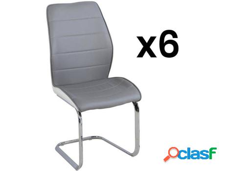 Silla VENTE UNIQUE Tylio (Gris - Piel Sintética - 98x48x56