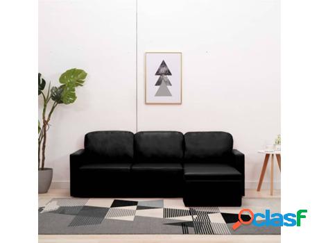 Sofá-Cama VIDAXL 288793 Cuero Artificial Negro (Plazas: 3)