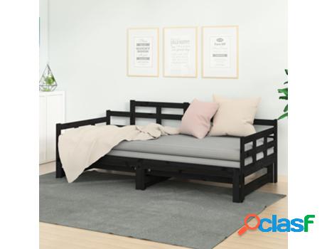 Sof-Cama VIDAXL (Madera - Negro - 203.5 x 160 x 76 cm)