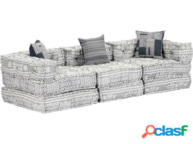 Sofá-Cama VIDAXL modular 3 plazas Tejido gris claro